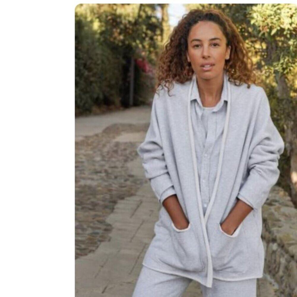 Frank & Eileen Barbara Fleece Beach Cardigan Cozy Lounge Sweater Gray Sz XS